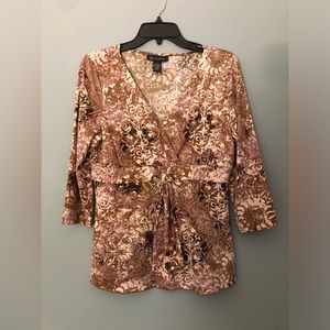 INC International Concepts Size Large 3/4 Sleeve Pink Shirt Beaded Accents !!